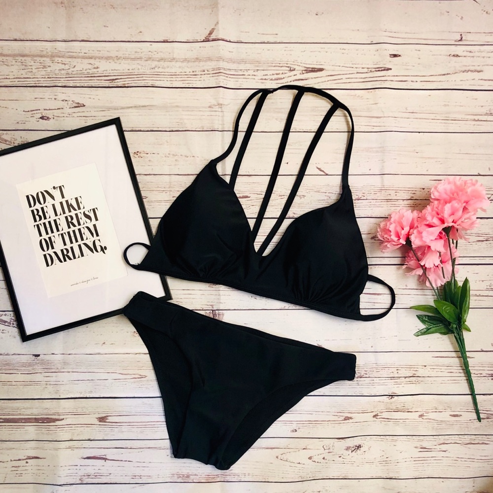 NEW Sexy Black Boho Bikini Set Strappy bohemian